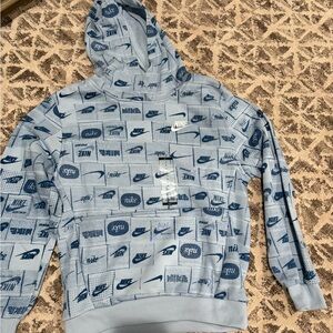 Nike boys Large White Blue Logo Hoodie
